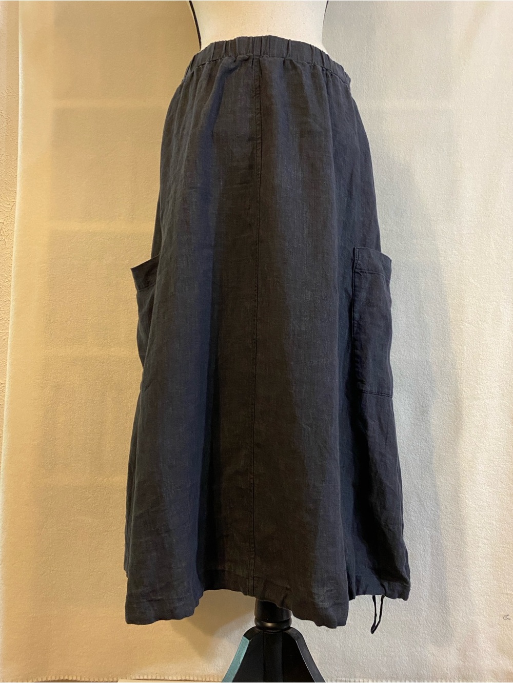 Eileen Fisher graphite grey 100% organic linen Délavé cargo skirt - Picture 3 of 11